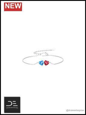Sterling Silver Birthstone Charm Bracelet for Women, Heart CZ, Adjustable